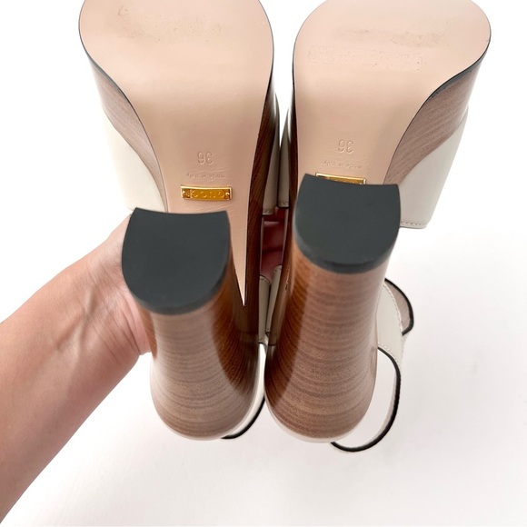 GUCCI | Interlocking GG White Chunky Platform Sandal Wood Heel Cosmos Softy 36 - Picture 11 of 13